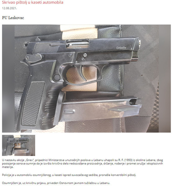 Serbia-avmp/Skrivao-pistol-u-kaseti-automobila
