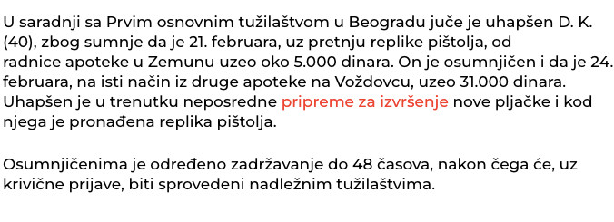 Serbia-avmp/Spremao-se-za-pljacku-odmah-uhvacen