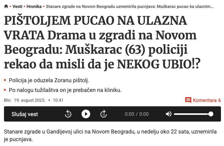 Serbia-avmp/Stanare-zgrade-na-Novom-Beogradu-uznemirila-pucnjava_-Muskarac-pucao-ka-ulazni