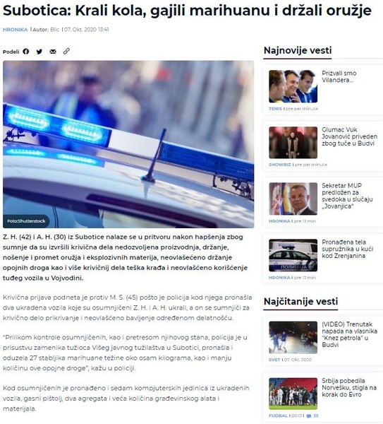Serbia-avmp/Subotica_-Krali-kola-gajili-marihuanu-i-drzali-oruzje