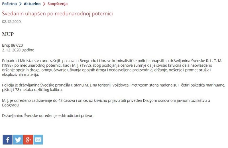 Serbia-avmp/Svedanin-uhapsen-po-medunarodnoj-poternici