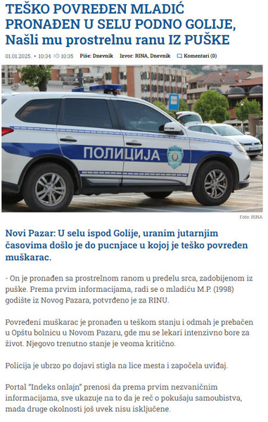 Serbia-avmp/TESKO-POVREDEN-MLADIC-PRONADEN-U-SELU-PODNO-GOLIJE-Nasli-mu-prostrelnu-ranu-IZ