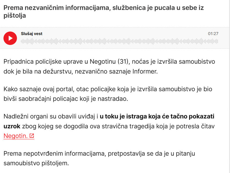 Serbia-avmp/TRAGEDIJA-POTRESLA-NEGOTIN-Policajka-nadena-mrtva-na-dezurstvu_1