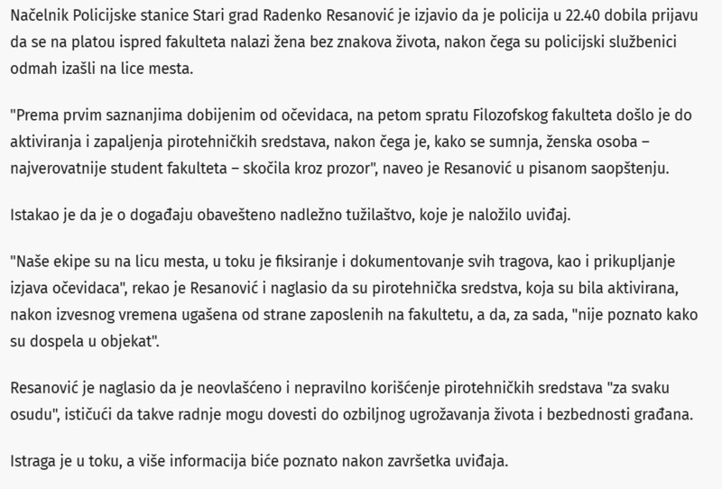 Serbia-avmp/Telo-devojke-25-nadeno-ispred-Filozofskog-fakulteta-u-Beogradu-policija-ispituje-okolnosti_1