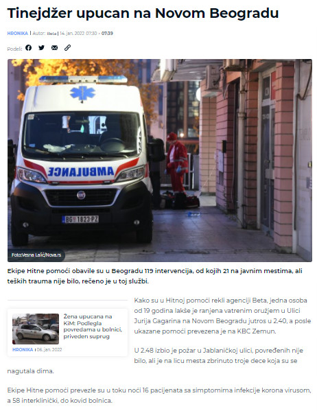 Serbia-avmp/Tinejdzer-upucan-na-Novom-Beogradu