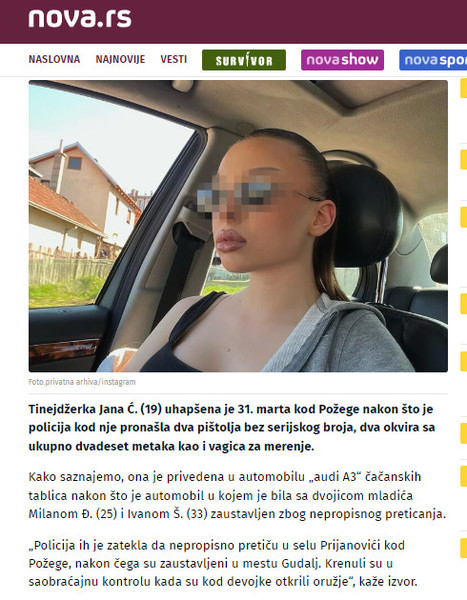 Serbia-avmp/Tinejdzerka-uhapsena