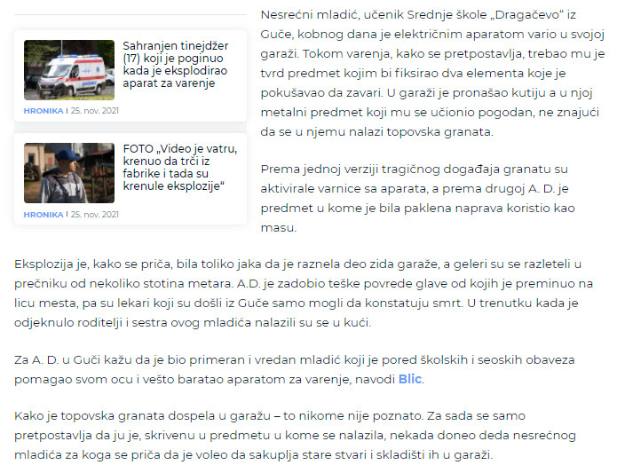 Serbia-avmp/Tragedija-u-Guci_-Eksplozivna-naprava-bila-u-predmetu-koji-je-mladic-zavarivao