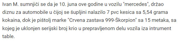 Serbia-avmp/U-Ivanovom-automobilu-u-Rakovici-pronadjeno-oruzje