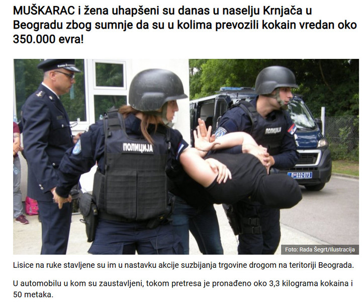 Serbia-avmp/U-KOLIMA-PREVOZILI-KOKAIN-VREDAN-350.000-EVRA_-Policija-uhapsila-muskarca-i-ze