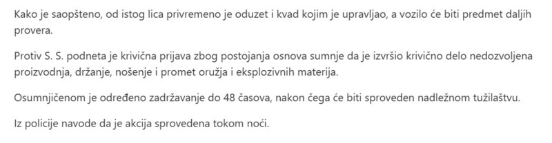 Serbia-avmp/U-Tutinu-uhapsen-muskarac-pronaden-pistolj-Glock-i-municija_1