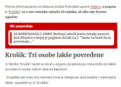 Serbia-avmp/U-Valjevu-eksplodirala-mina-u-pogonu-HK-Krusik_-Ima-povredenih---Blic1