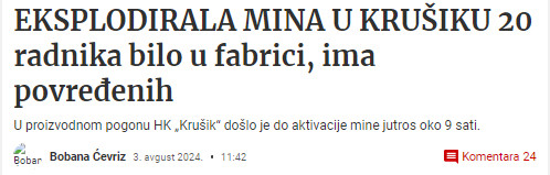 Serbia-avmp/U-Valjevu-eksplodirala-mina-u-pogonu-HK-Krusik_-Ima-povredenih---Blic