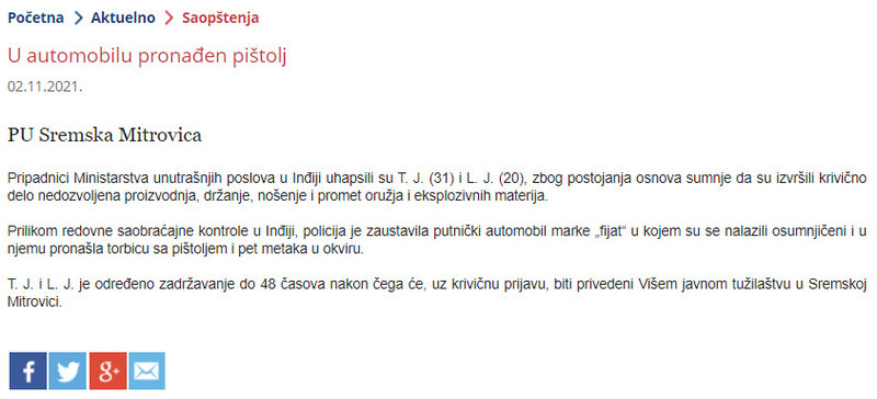 Serbia-avmp/U-automobilu-pronaden-pistol