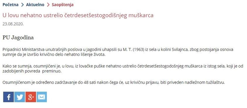 Serbia-avmp/U-lovu-nehatno-ustrelio-cetrdesetsestogodisnjeg-muskarca