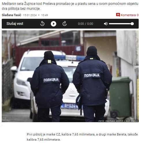 Serbia-avmp/U-plastu-sena-nasao-pistolje
