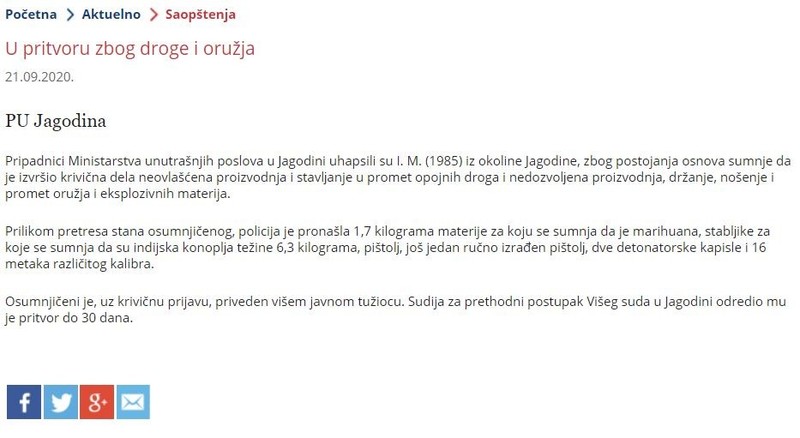 Serbia-avmp/U-pritvoru-zbog-droge-i-oruzja