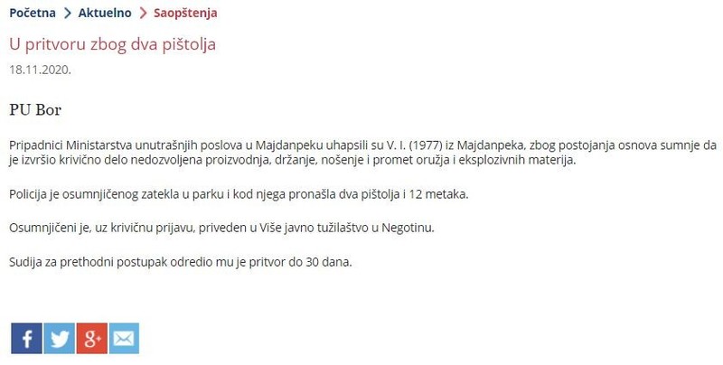 Serbia-avmp/U-pritvoru-zbog-dva-pistola