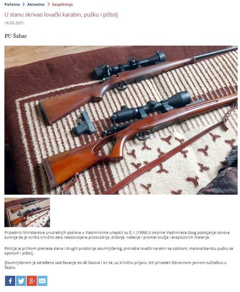 Serbia-avmp/U-stanu-skrivao-lovacki-karabin-pusku-i-pistolj