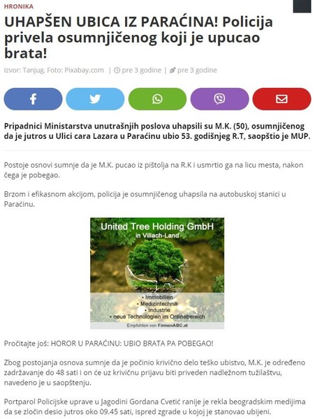 Serbia-avmp/UHAPSEN-UBICA-IZ-PARACINA-Policija-privela-osumnjicenog-koji-je-upucao-brata