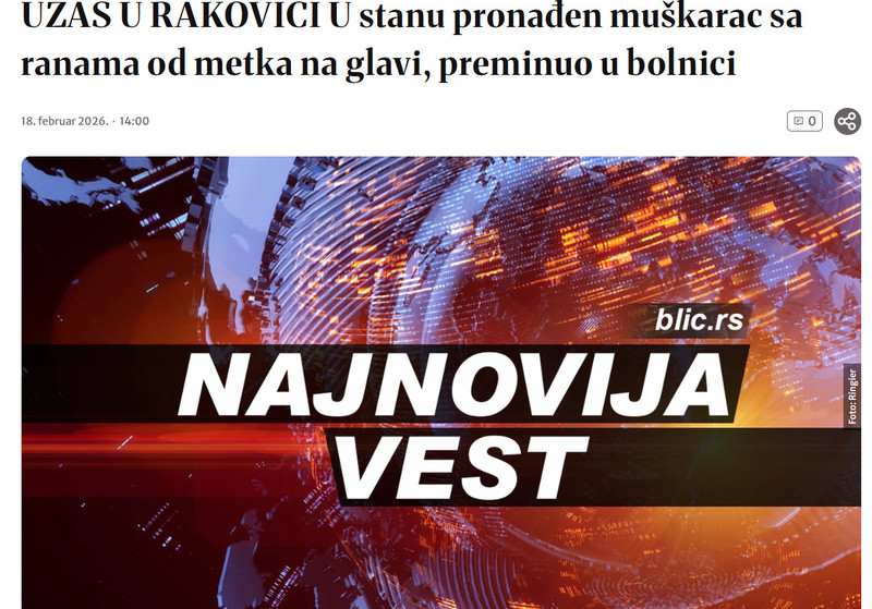 Serbia-avmp/UZAS-U-RAKOVICI-U-stanu-pronaden-muskarac-sa-ranama-od-metka-na-glavi-preminuo-u-bolnici_1