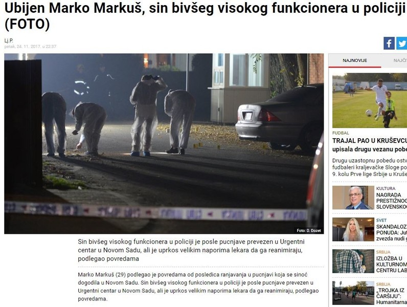 Serbia-avmp/Ubijen-Marko-Markus-sin-bivseg-visokog-funkcionera-u-policiji