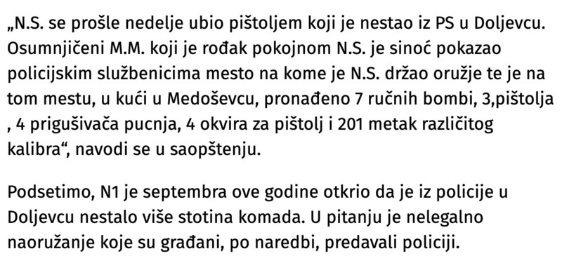 Serbia-avmp/Ubio-se-mladic-koji-je-krio-oruzje-ukradeno-iz-Policijske-stanice-u-Doljevcu1