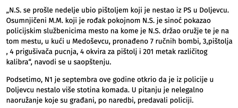 Serbia-avmp/Ubio-se-mladic-koji-je-krio-oruzje-ukradeno-iz-Policijske-stanice-u-Doljevcu2