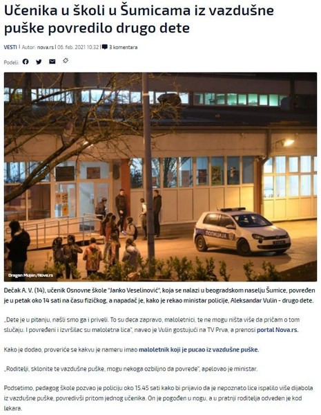 Serbia-avmp/Ucenika-u-skoli-u-Sumicama-iz-vazdusne-puske-povredilo-drugo-dete