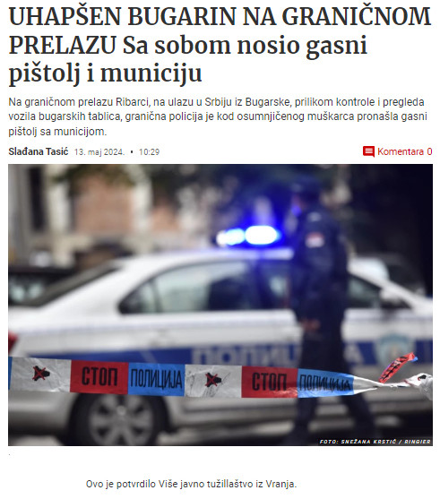 Serbia-avmp/Uhapsen-Bugarin-na-granicnom-prelazu_-Sa-sobom-nosio-gasni-pistolj-i-municiju-