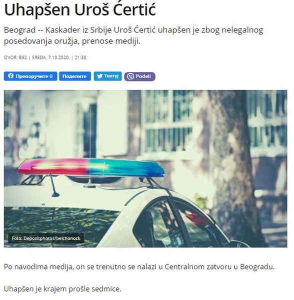 Serbia-avmp/Uhapsen-Uros-Certic