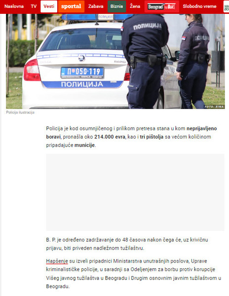 Serbia-avmp/Uhapsen-mladic-u-Beogradu_-Policija-u-stanu-pronasla-veliku-kolicinu-novca-i-t_1