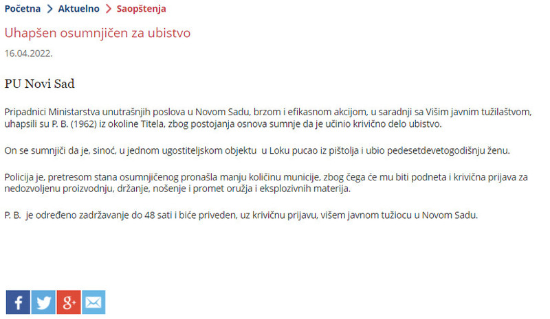 Serbia-avmp/Uhapsen-osumnjicen-za-ubistvo