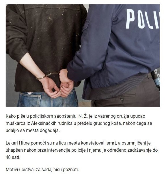 Serbia-avmp/Uhapsen-u-Aleksincu-zbog-hladnokrvnog-ubistva_2