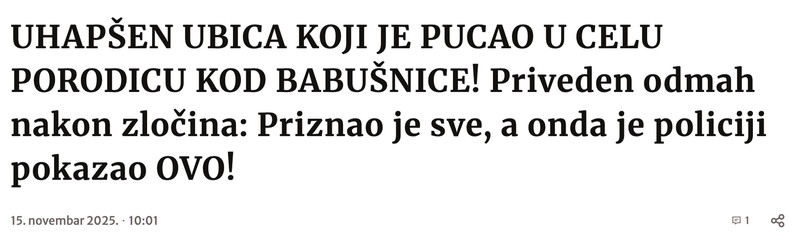 Serbia-avmp/Uhapsen-ubica-koji-je-izvrsio-dvostruko-ubistvo-kod-Babusnice-u-policiji-prizn