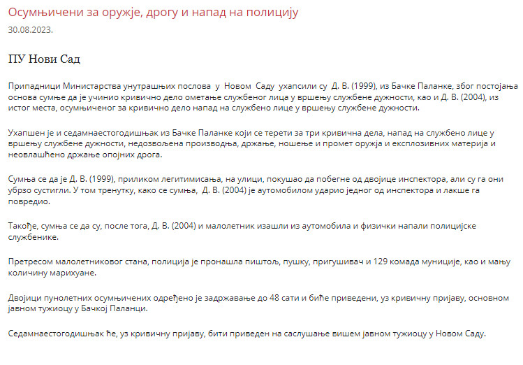 Serbia-avmp/Uhapsen-za-drogu-oruzje-i-napad-na-policiju