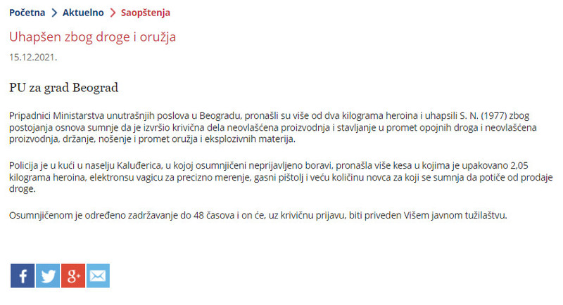 Serbia-avmp/Uhapsen-zbog-droge-i-oruzja_1