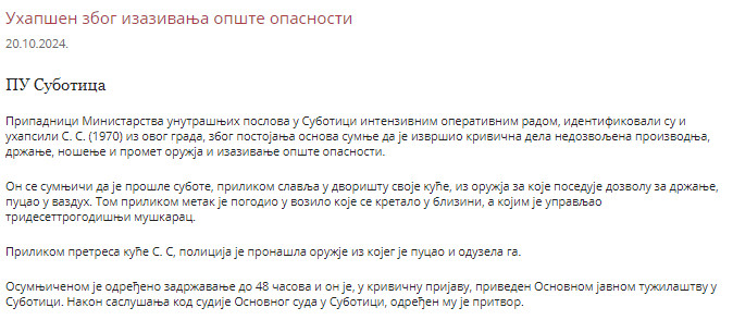 Serbia-avmp/Uhapsen-zbog-izazivanja-opste-opasnosti_3