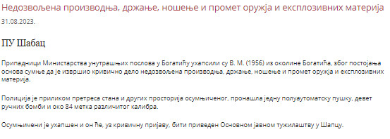 Serbia-avmp/Uhapsen-zbog-municije-i-oruzja