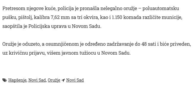 Serbia-avmp/Uhapsen-zbog-nelegalnog-oruzja-2
