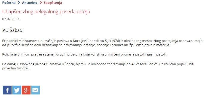 Serbia-avmp/Uhapsen-zbog-nelegalnog-poseda-oruzja