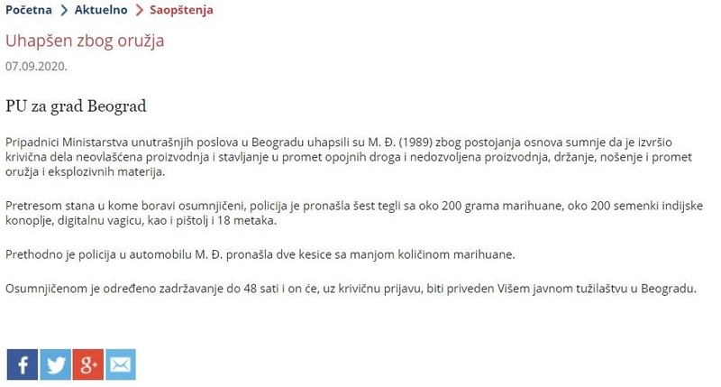 Serbia-avmp/Uhapsen-zbog-oruzja-07.09
