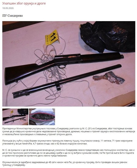 Serbia-avmp/Uhapsen-zbog-oruzja-i-droge-u-Smederevu