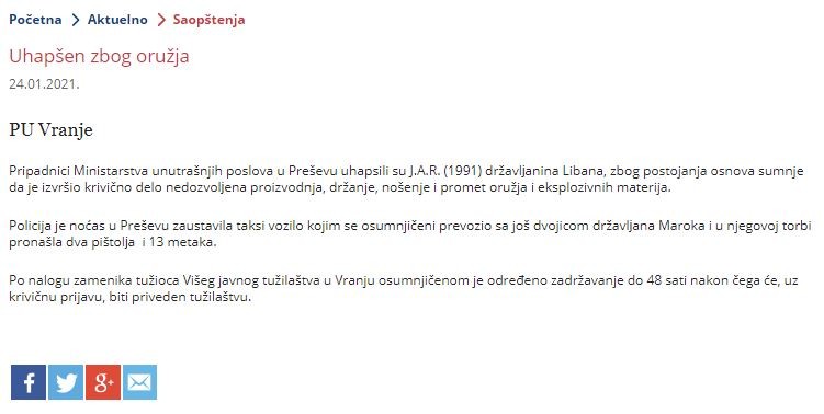 Serbia-avmp/Uhapsen-zbog-oruzja-u-Presevu
