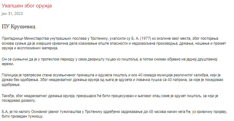 Serbia-avmp/Uhapsen-zbog-oruzja_12