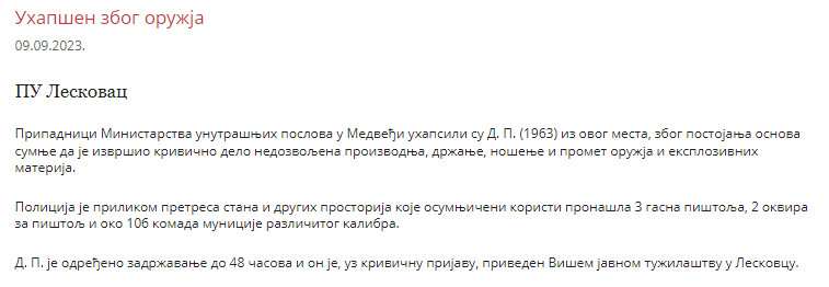Serbia-avmp/Uhapsen-zbog-oruzja_16