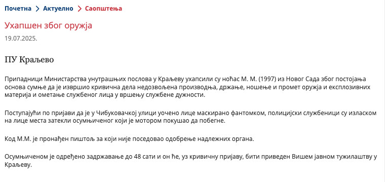 Serbia-avmp/Uhapsen-zbog-oruzja_21
