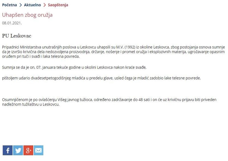 Serbia-avmp/Uhapsen-zbog-oruzja_2