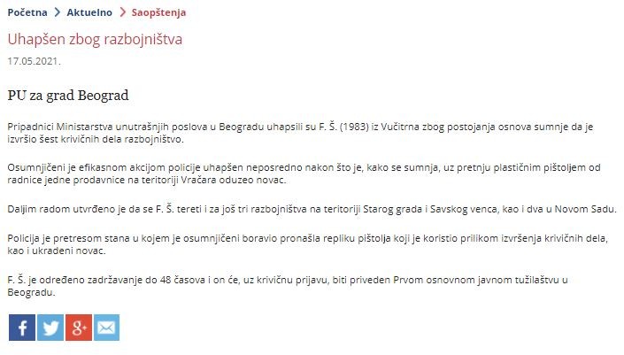 Serbia-avmp/Uhapsen-zbog-razbojnistva