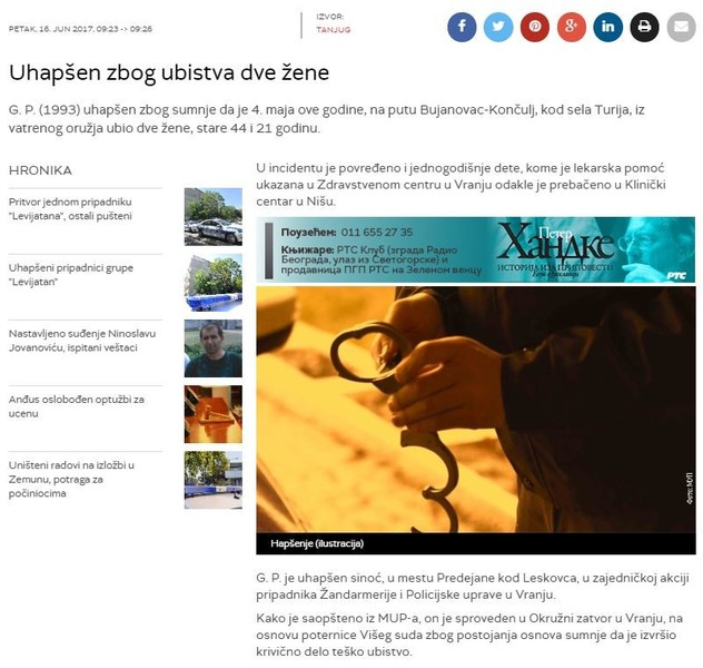 Serbia-avmp/Uhapsen-zbog-ubistva-dve-zene