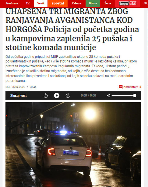 Serbia-avmp/Uhapsena-3-migranta